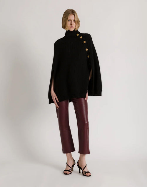 ALBERTA FERRETTI Pull-cape en laine, soie et cachemire noir