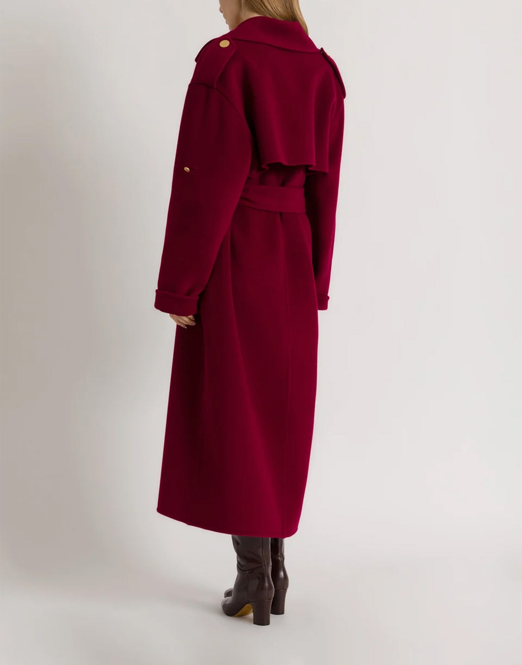 ALBERTA FERRETTI Cappotto Lungo in Lana e Cashmere Rubino