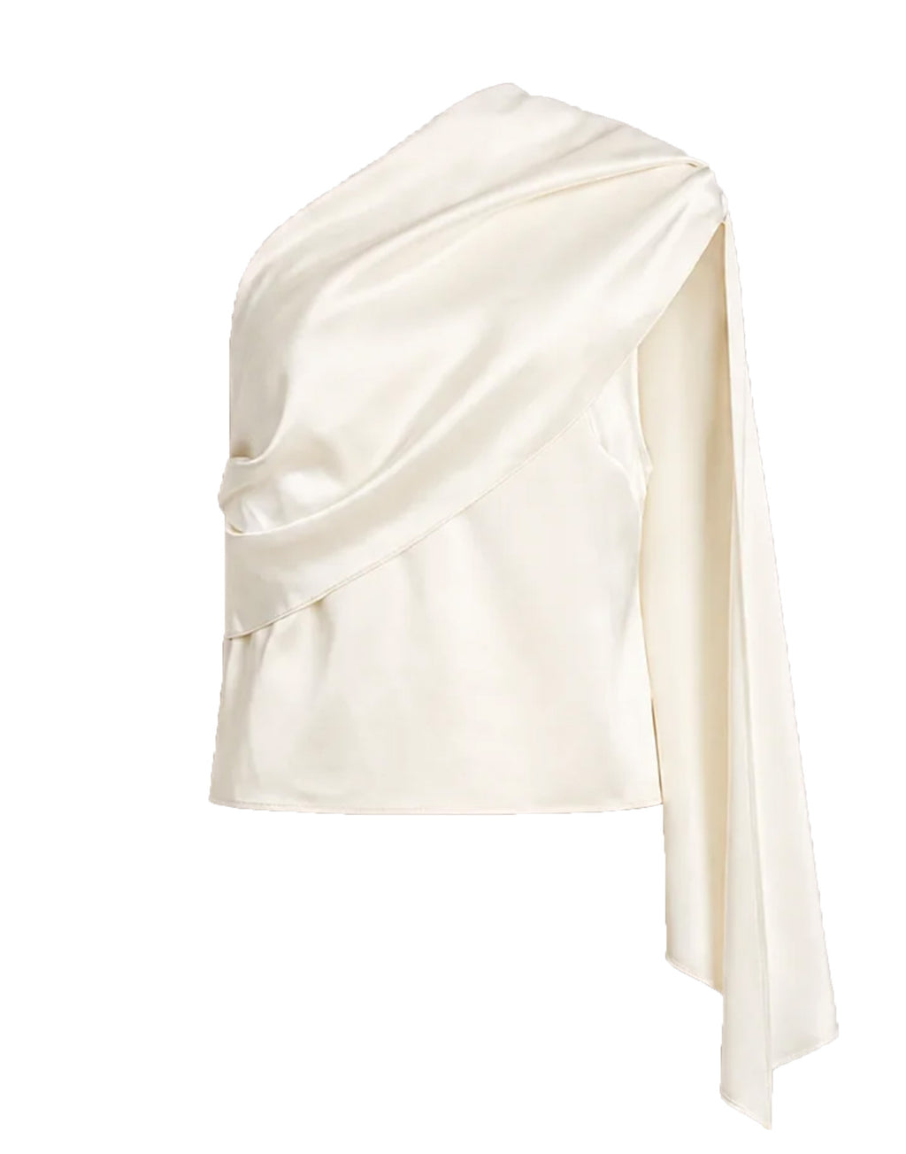 ALBERTA FERRETTI Top Monospalla in Satin con Drappeggio Avorio