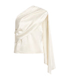 ALBERTA FERRETTI Top Monospalla in Satin con Drappeggio Avorio