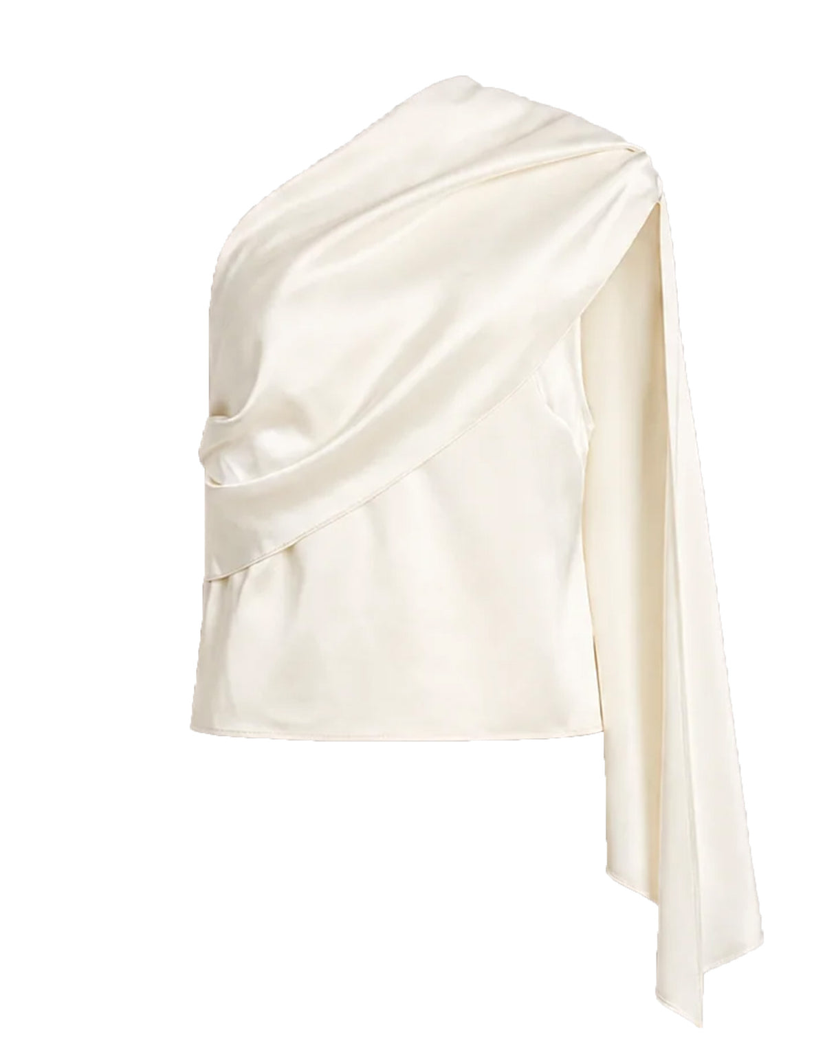ALBERTA FERRETTI Haut asymétrique en satin drapé ivoire