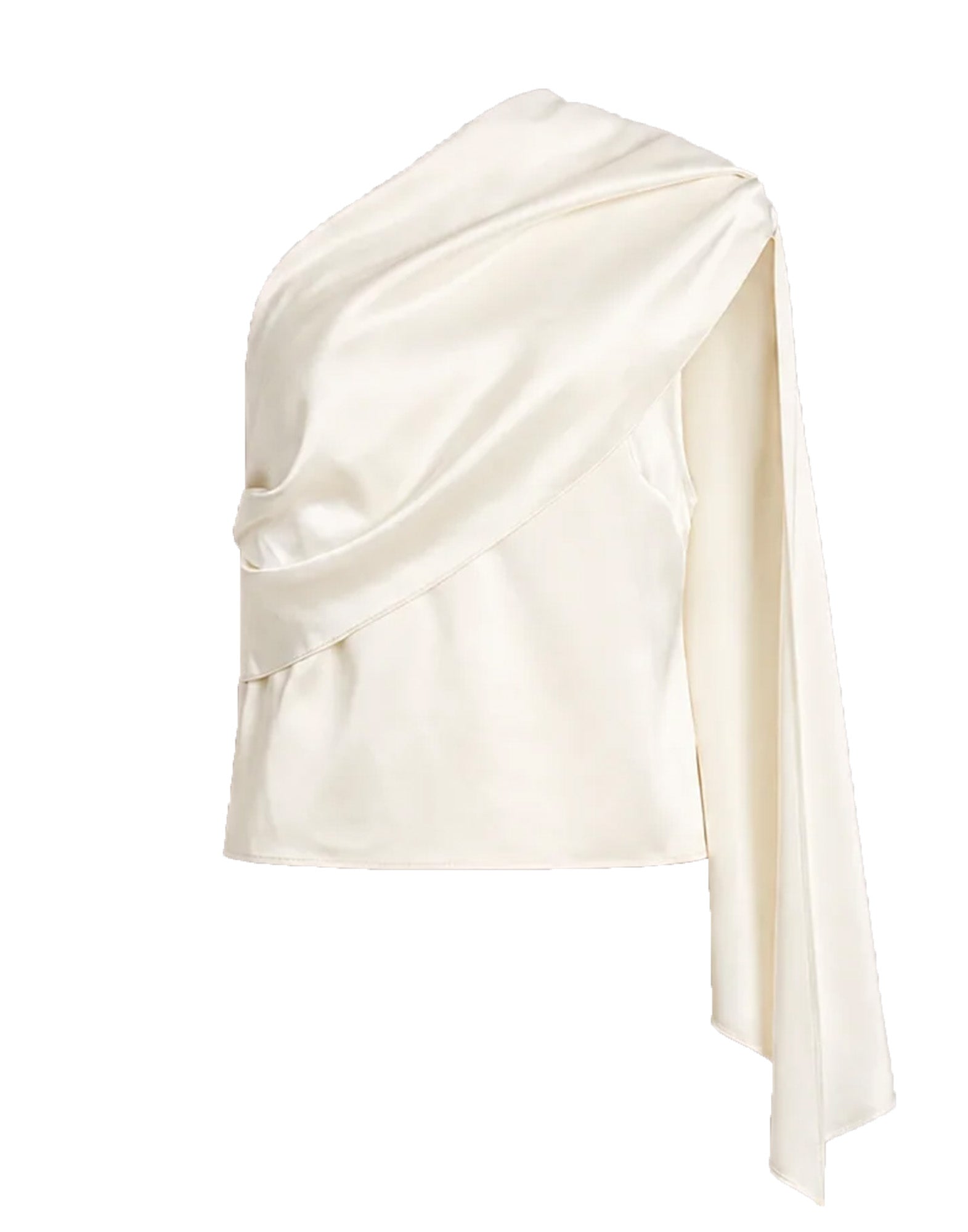 ALBERTA FERRETTI Top Monospalla in Satin con Drappeggio Avorio