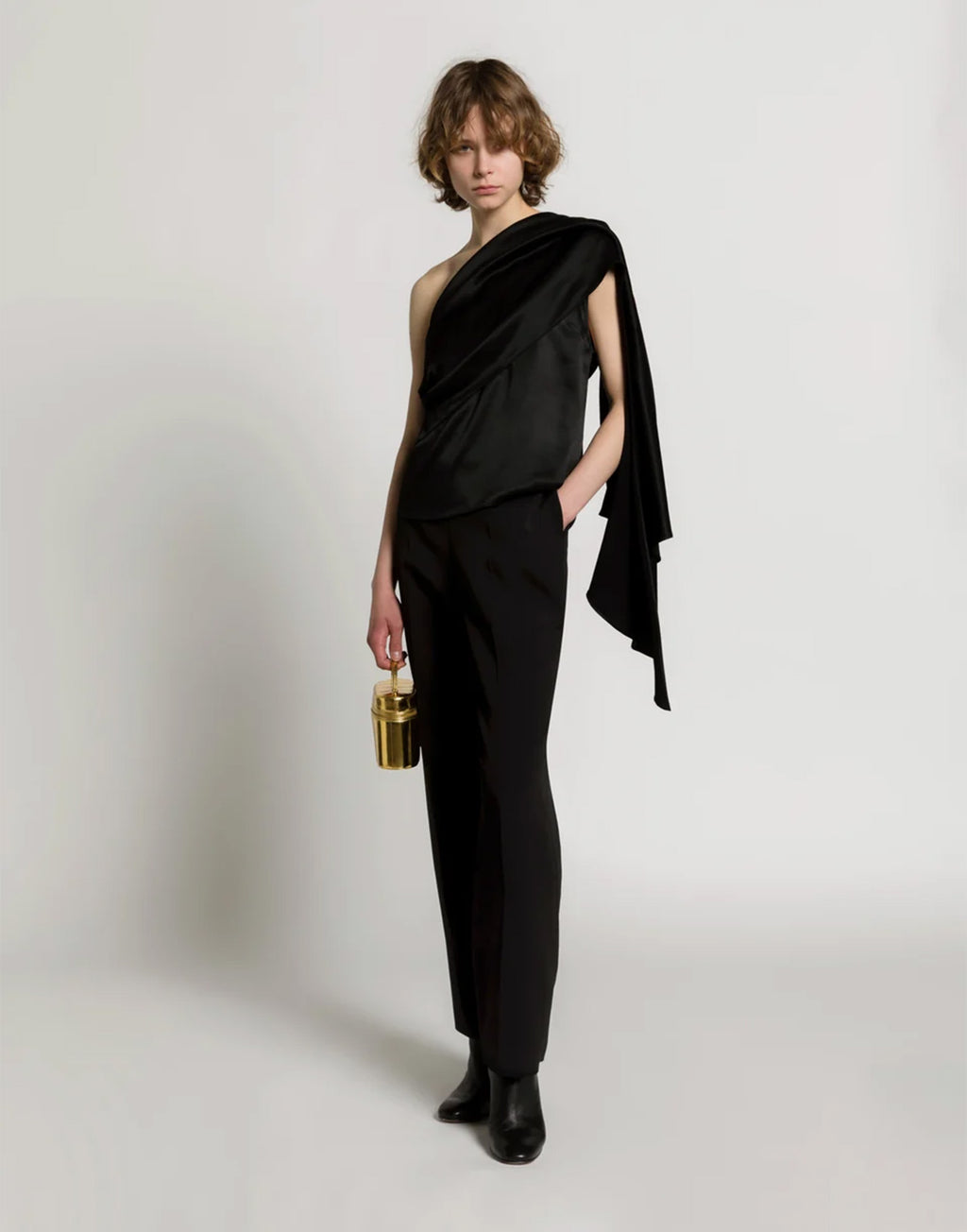 ALBERTA FERRETTI Top Monospalla in Satin Nero