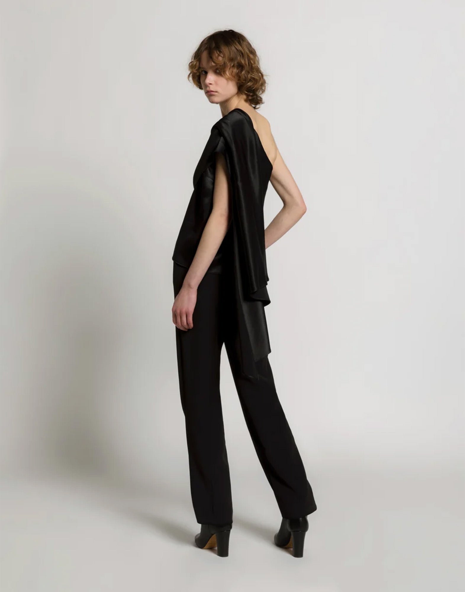 ALBERTA FERRETTI Top Monospalla in Satin Nero