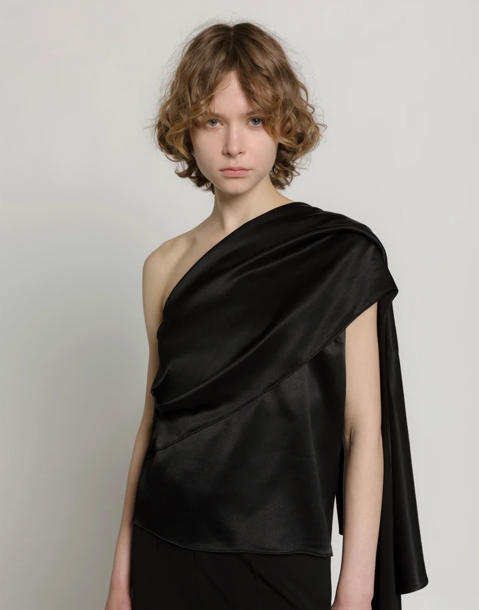 ALBERTA FERRETTI Top Monospalla in Satin Nero