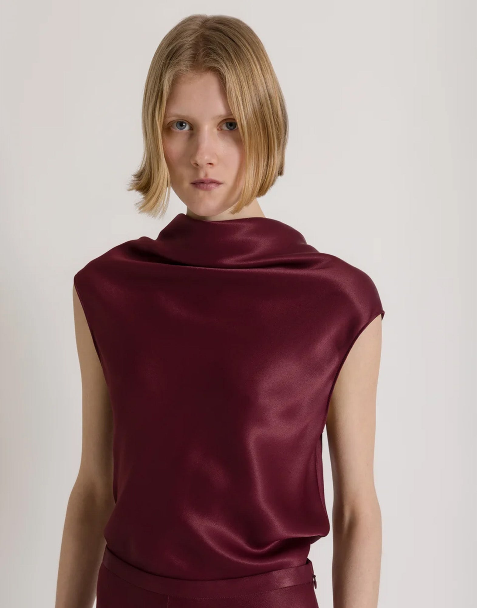ALBERTA FERRETTI Top in Raso con Scollo Fluido Bordeaux