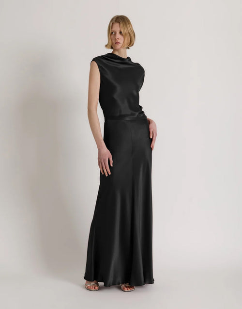 ALBERTA FERRETTI Haut en satin à encolure fluide noir