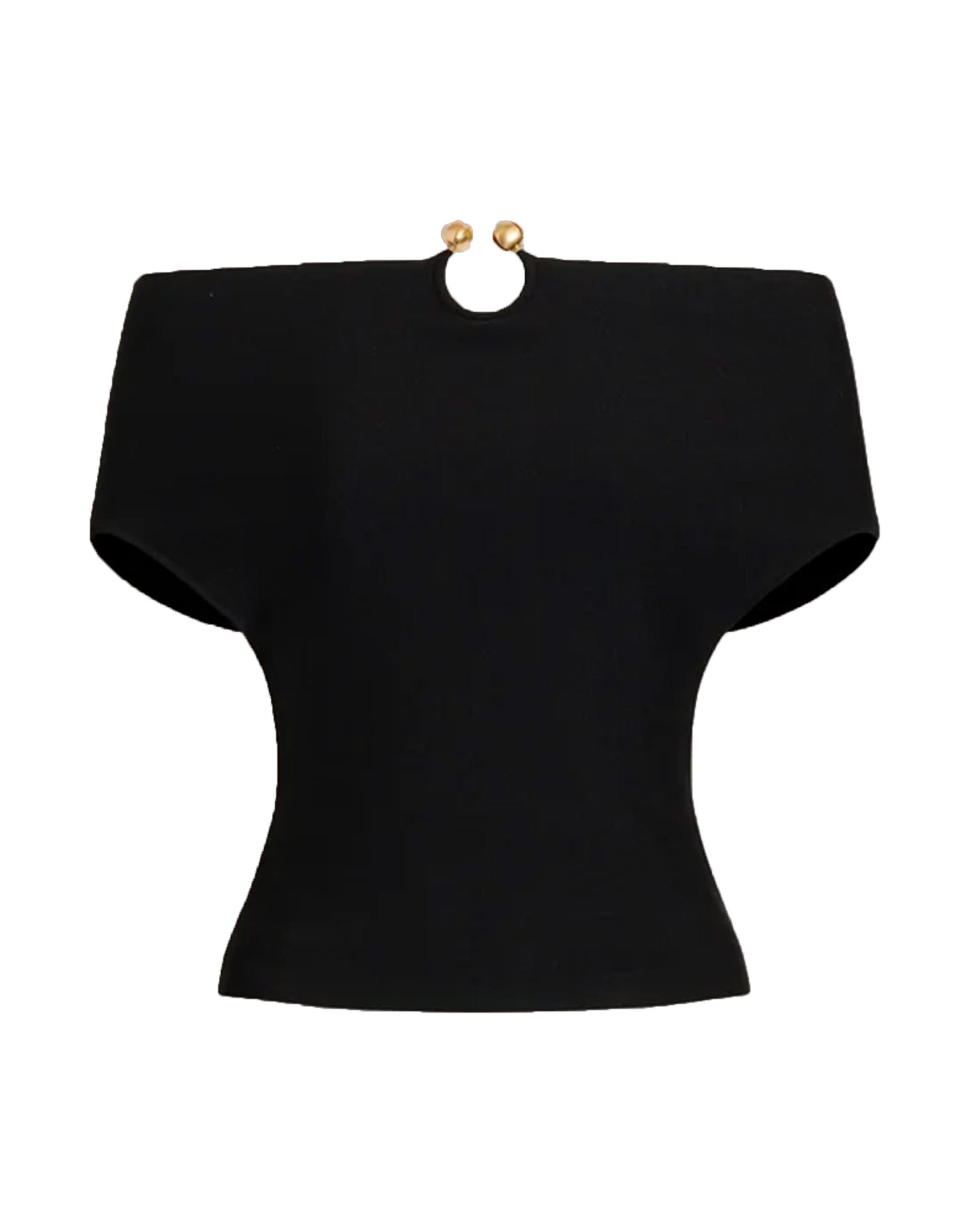 ALBERTA FERRETTI Top a Fascia in Maglia con Spilla Gioiello Nero