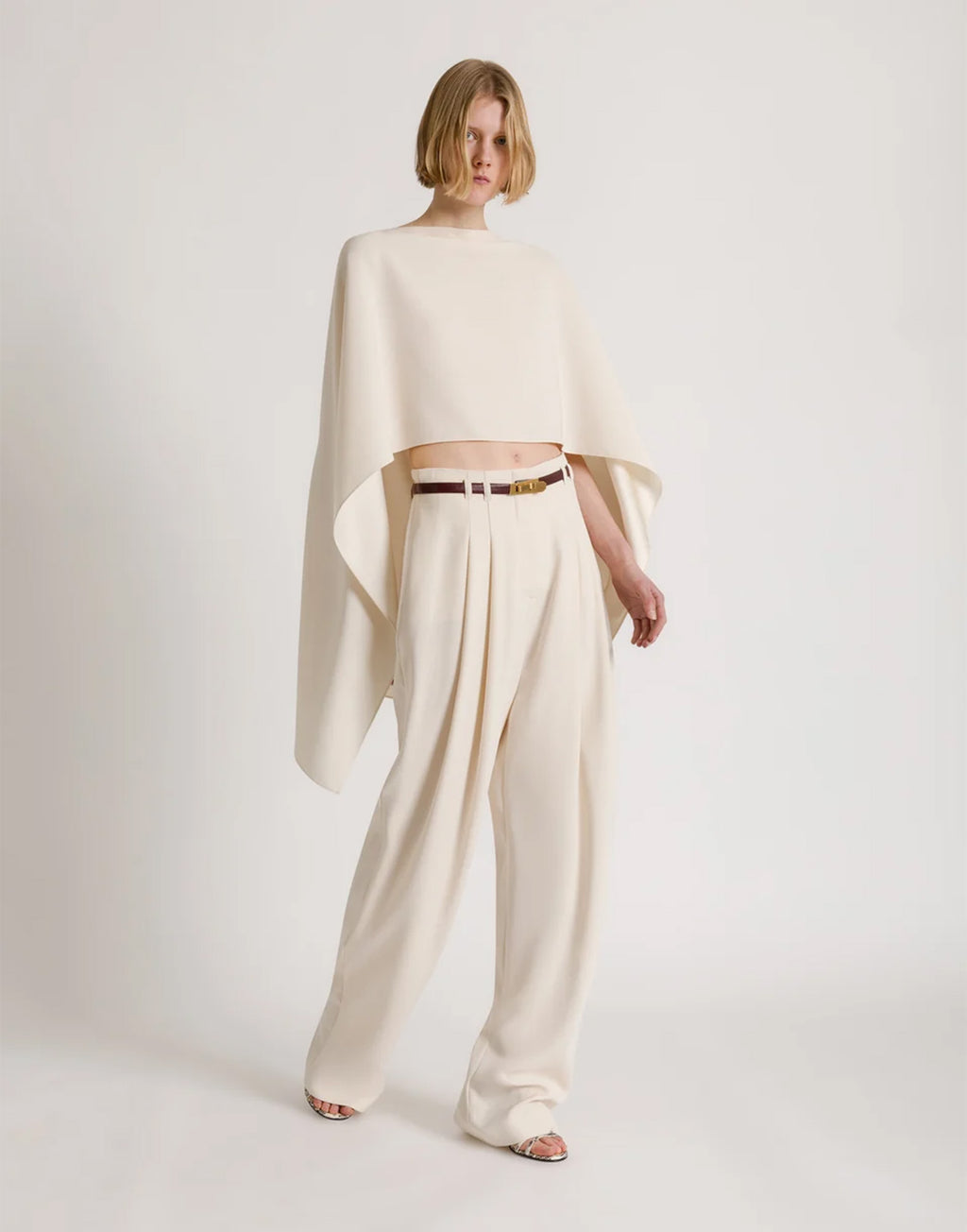 ALBERTA FERRETTI Cappa Fluida Asimmetrica Avorio