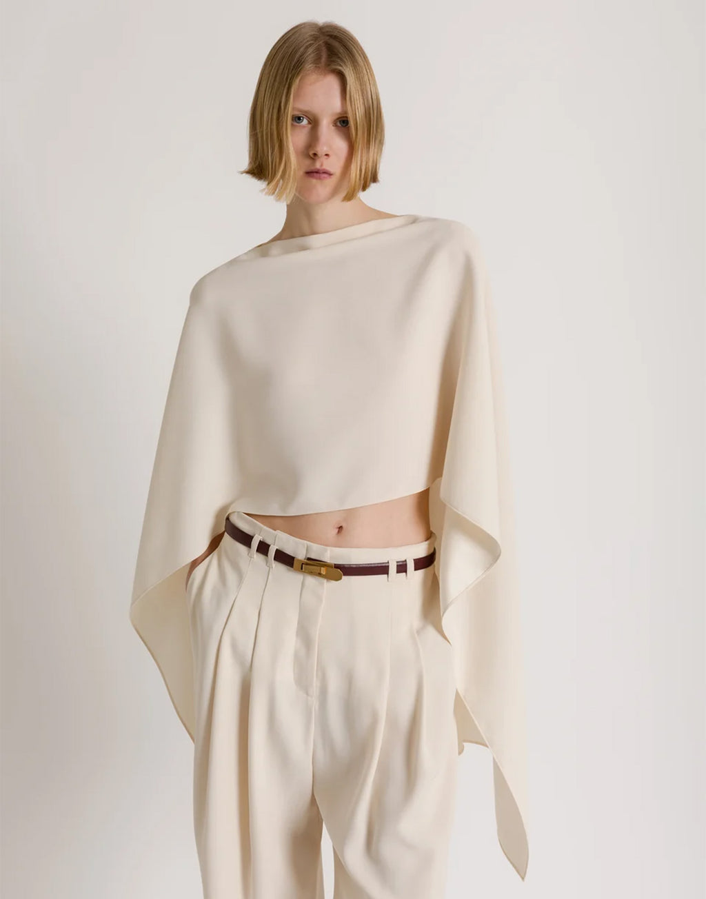 ALBERTA FERRETTI Cappa Fluida Asimmetrica Avorio