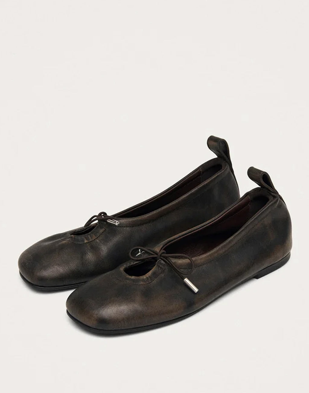 ALOHAS Ballerine Rosalind in Pelle Marrone Effetto Vintage