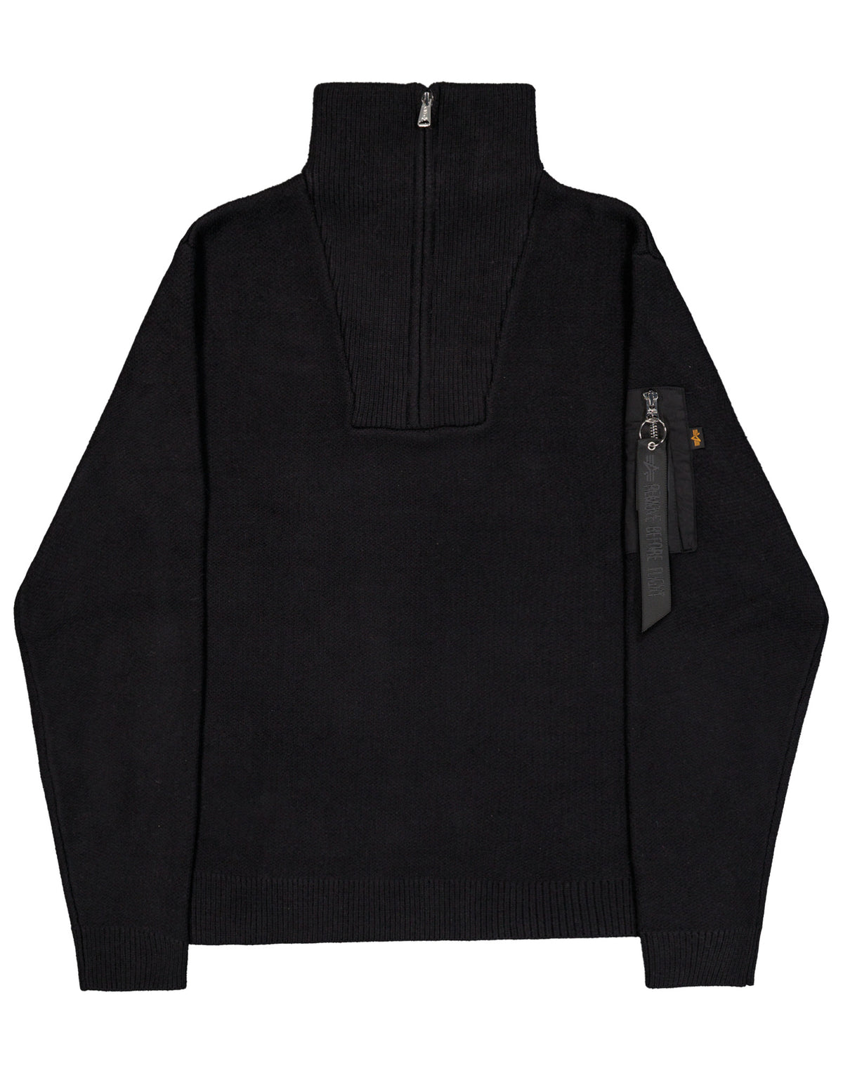 ALPHA INDUSTRIES Maglione Troyer con Mezza Zip Nero