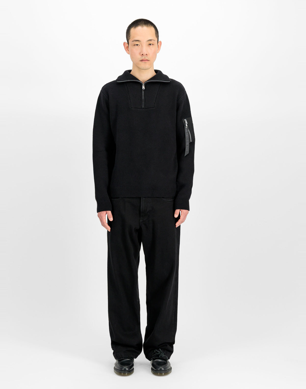 ALPHA INDUSTRIES Maglione Troyer con Mezza Zip Nero