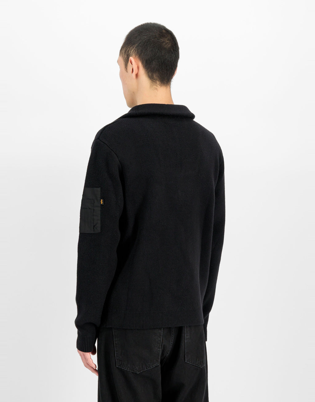 ALPHA INDUSTRIES Maglione Troyer con Mezza Zip Nero