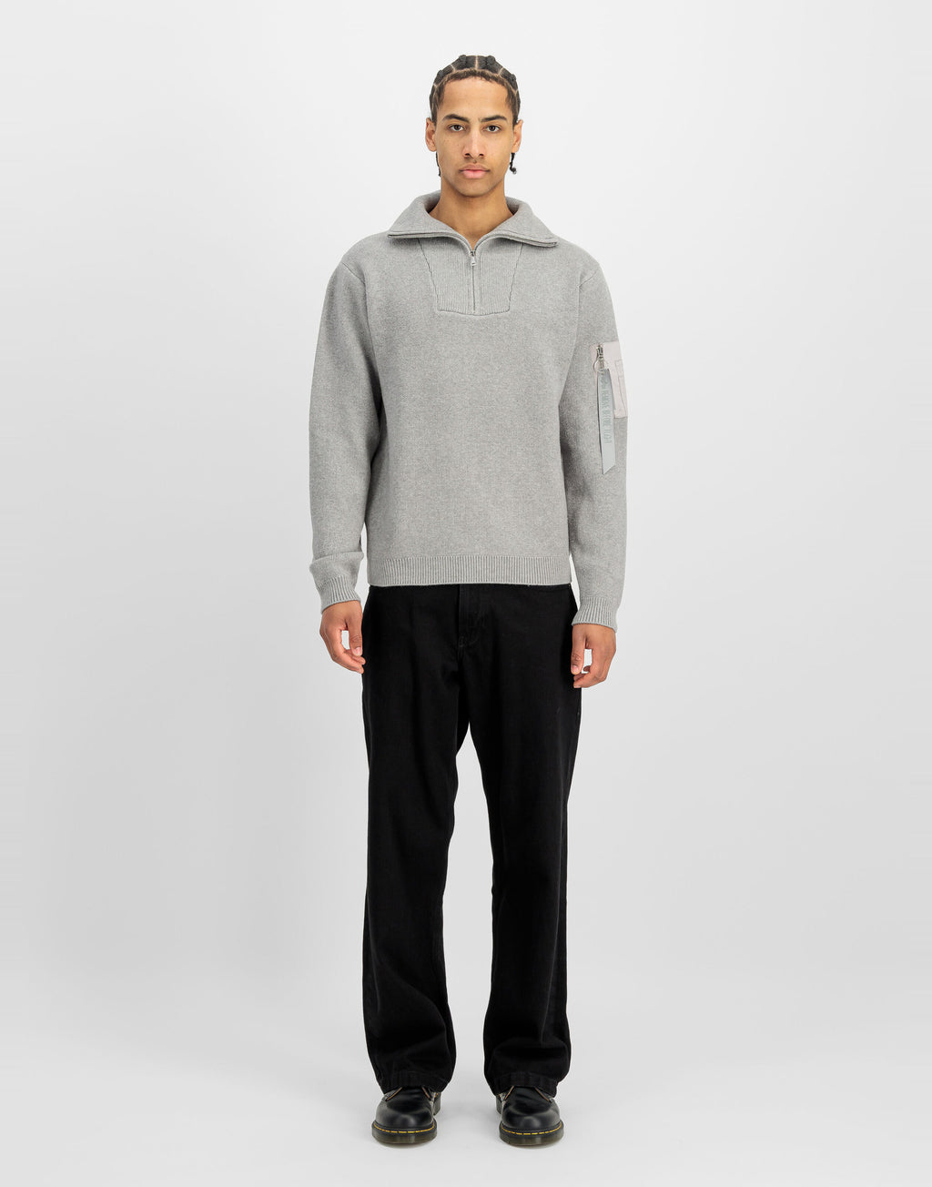 ALPHA INDUSTRIES Maglione Troyer con Mezza Zip Silver