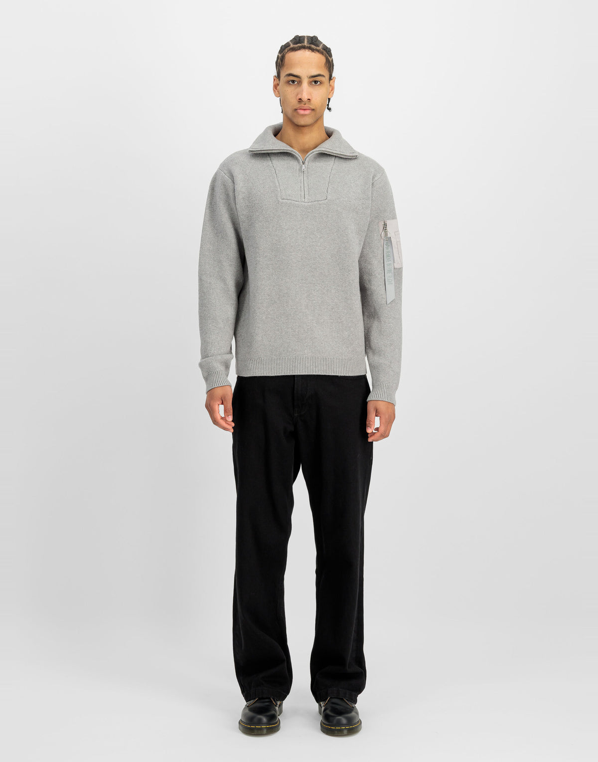 ALPHA INDUSTRIES Maglione Troyer con Mezza Zip Silver