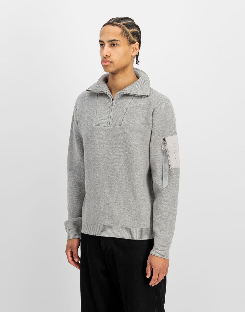 ALPHA INDUSTRIES Maglione Troyer con Mezza Zip Silver