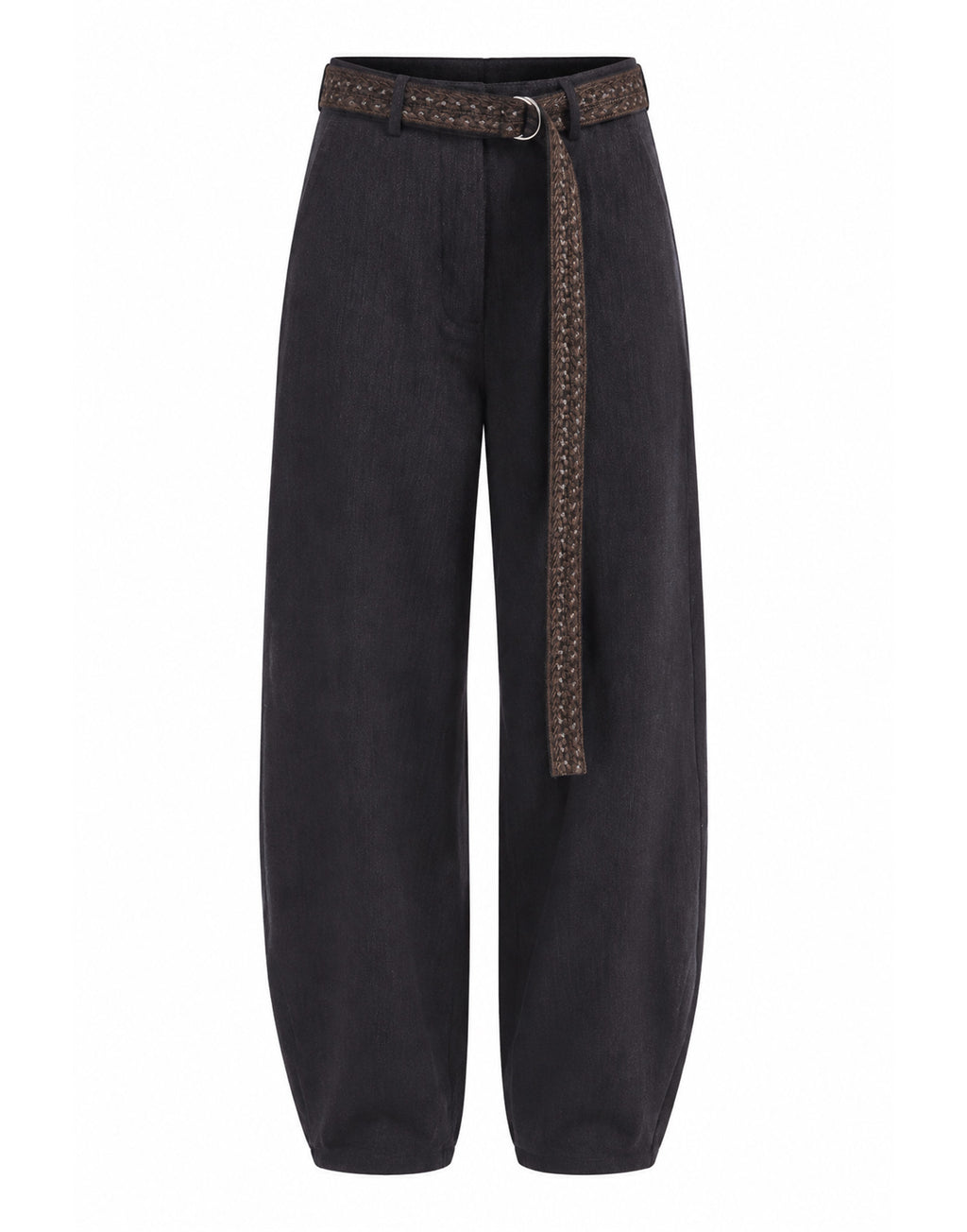 ANTIK BATIK Pantaloni Ampi in Cotone e Lana Grigio