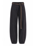 ANTIK BATIK Pantaloni Ampi in Cotone e Lana Grigio