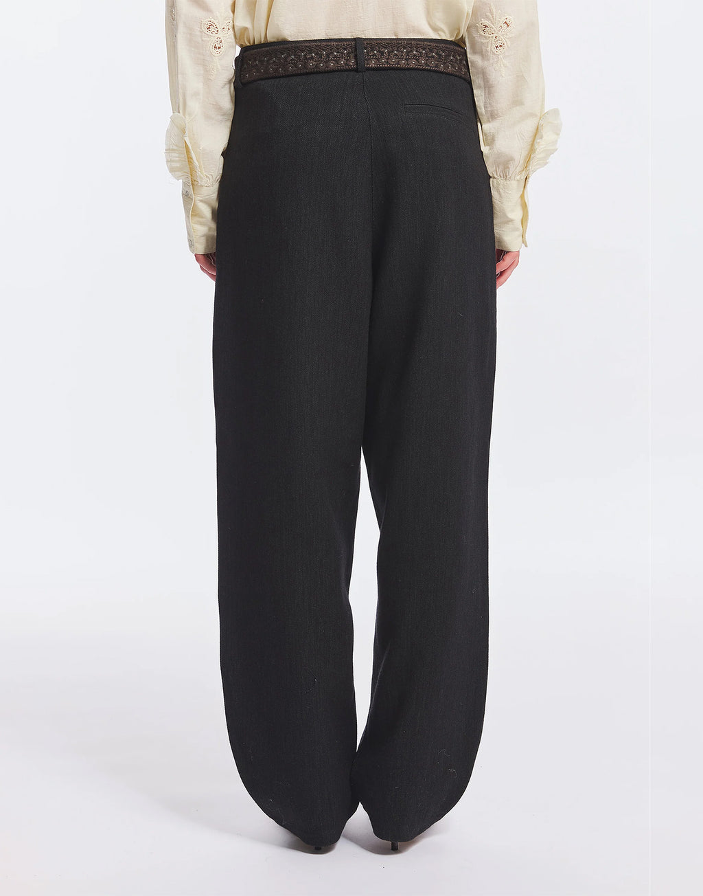 ANTIK BATIK Pantaloni Ampi in Cotone e Lana Grigio