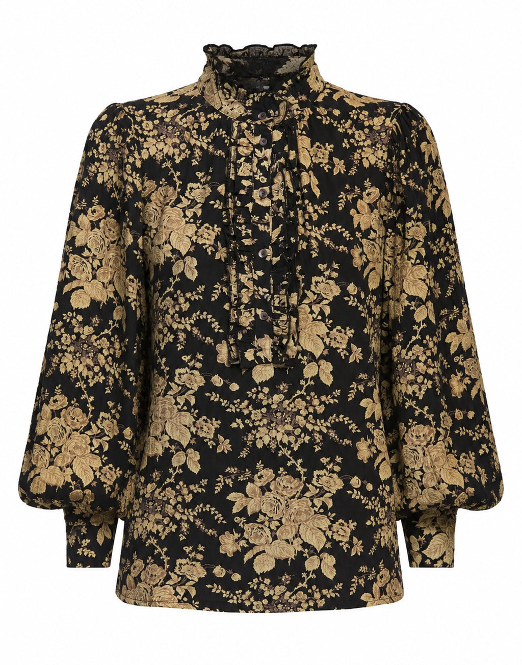 ANTIK BATIK Blusa Cinzo in Garza di Cotone Black/Rust