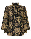ANTIK BATIK Blusa Cinzo in Garza di Cotone Black/Rust