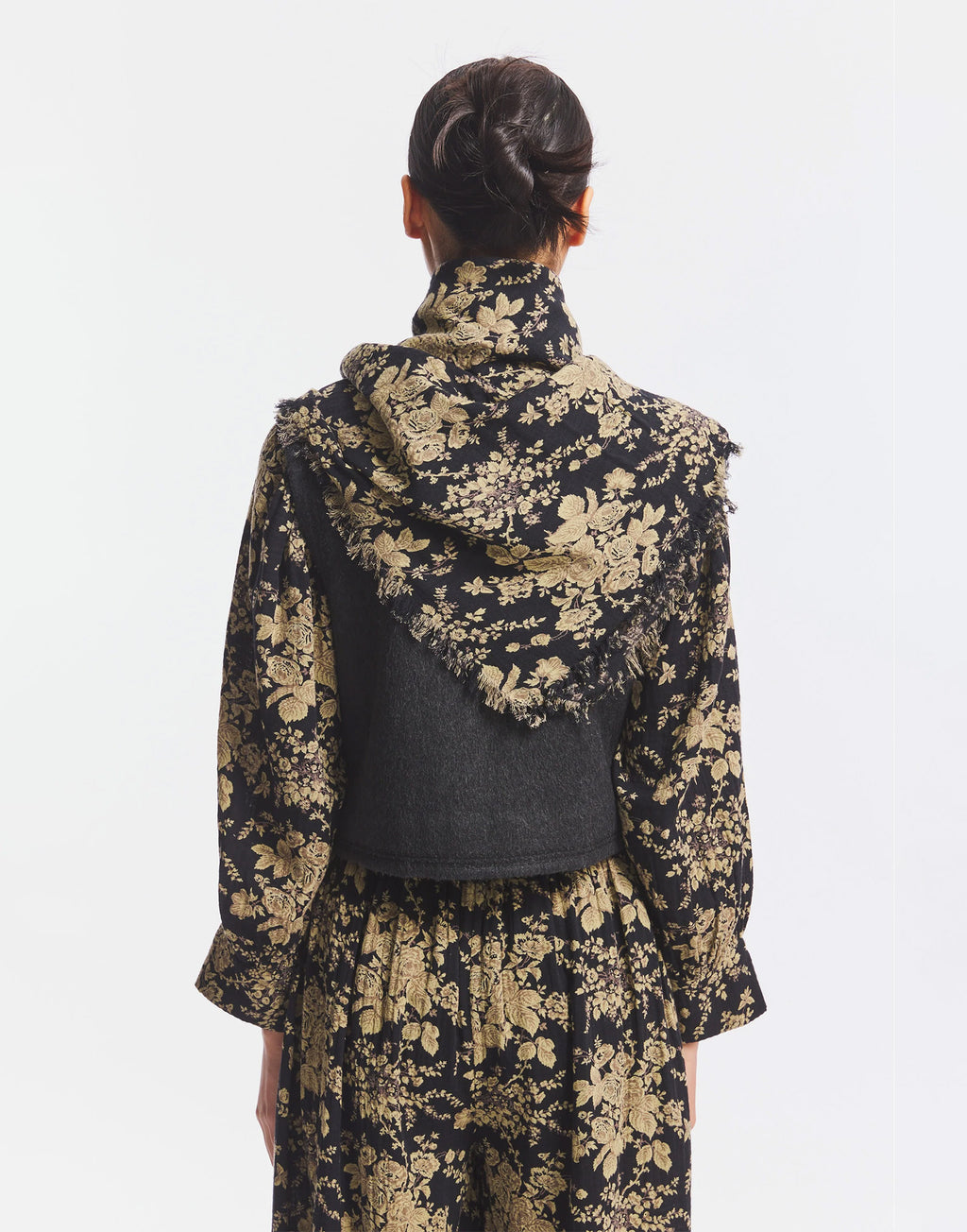 ANTIK BATIK Foulard Cinzo Big Square in Cotone Black/Rust