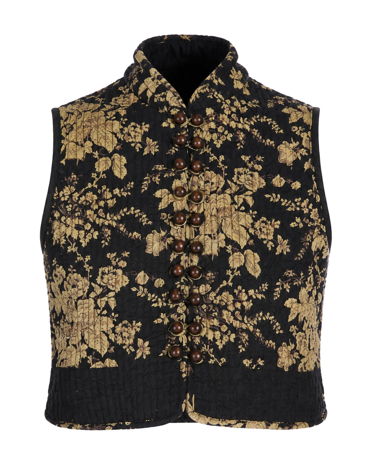 ANTIK BATIK Gilet in Cotone Jacquard Black/Rust