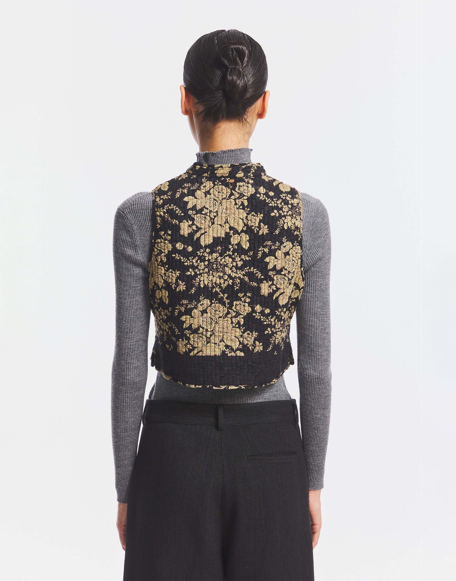 ANTIK BATIK Gilet in Cotone Jacquard Black/Rust