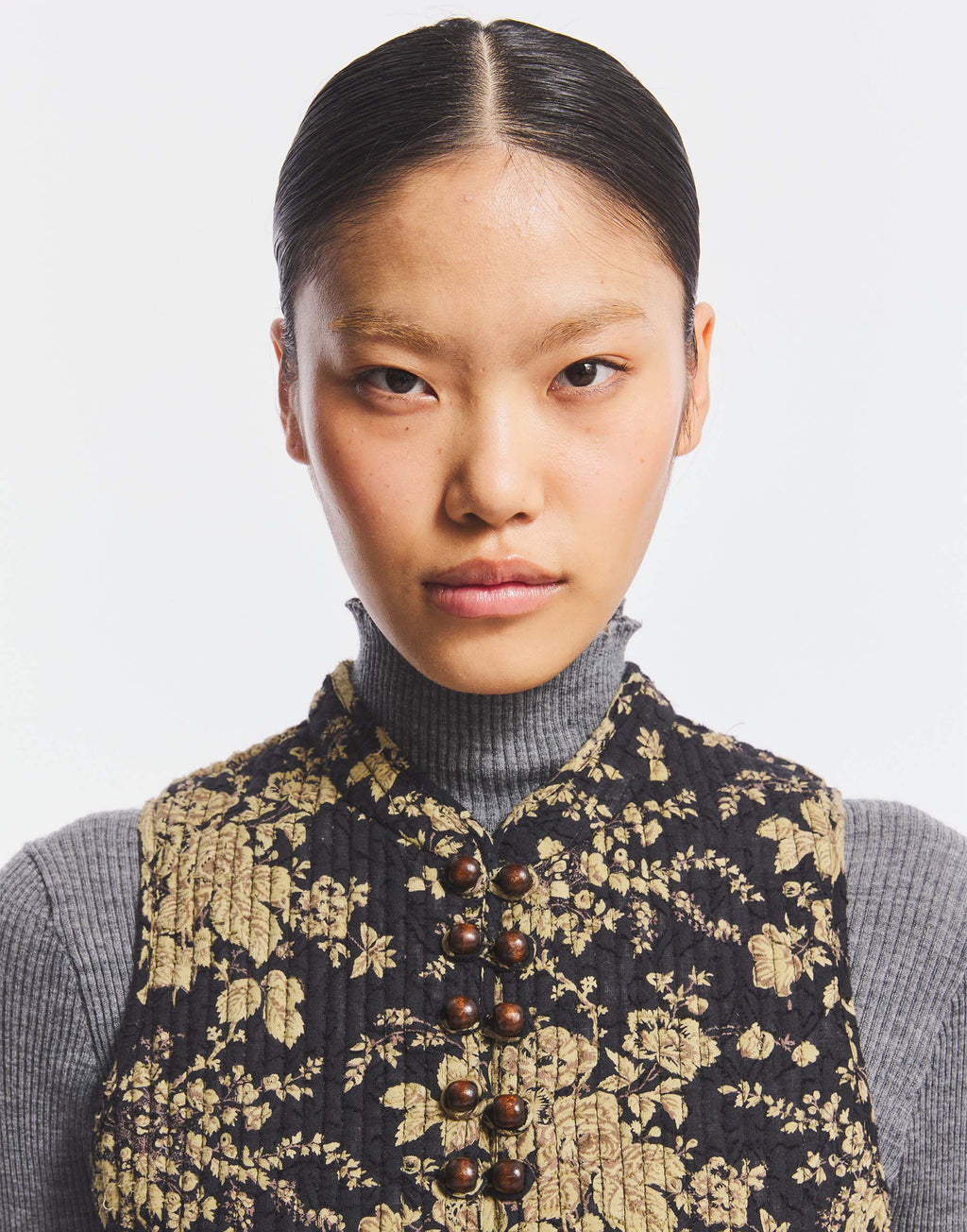 ANTIK BATIK Gilet in Cotone Jacquard Black/Rust
