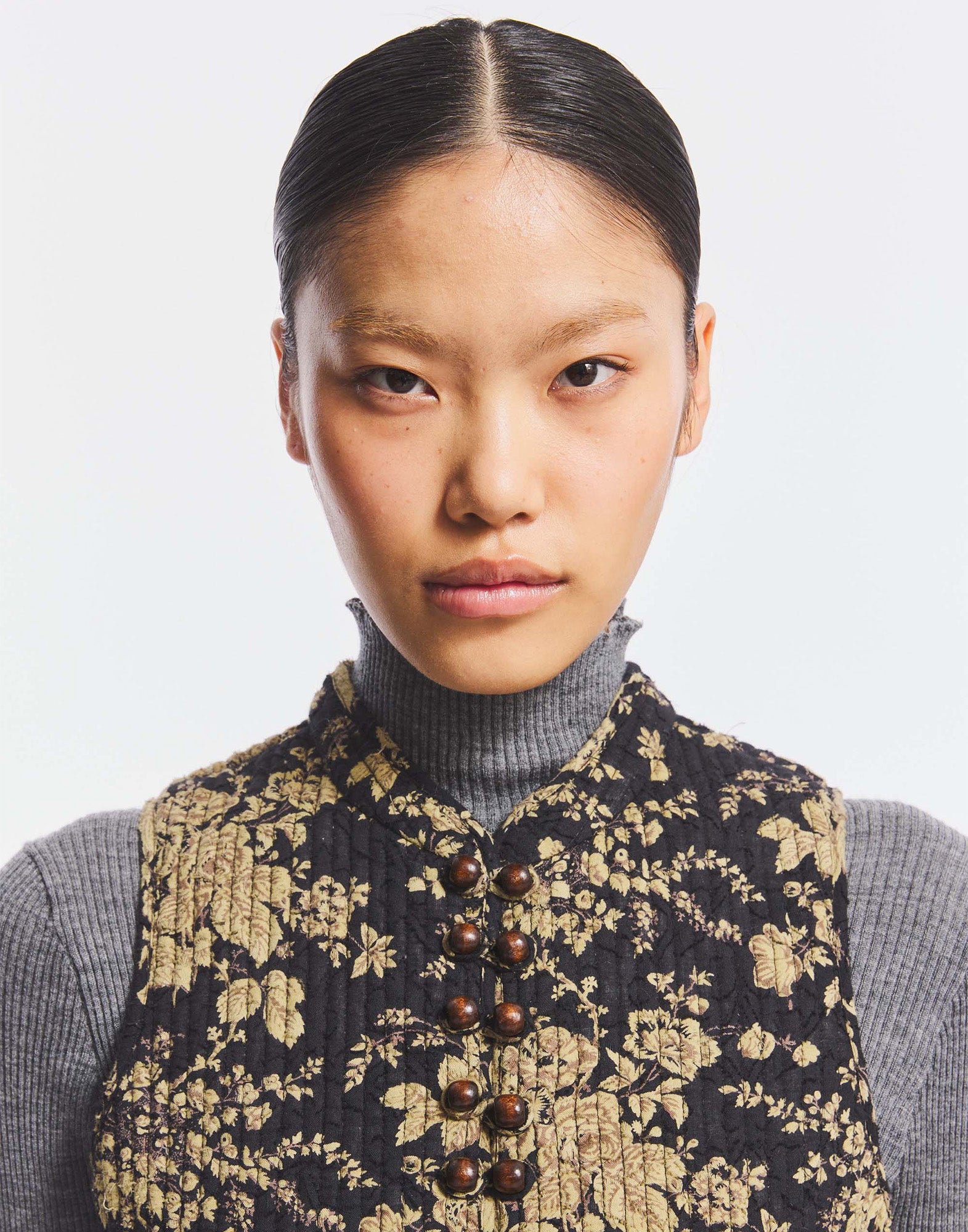 ANTIK BATIK Gilet in Cotone Jacquard Black/Rust