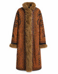 ANTIK BATIK Cappotto Ricamato con Pelliccia Camel