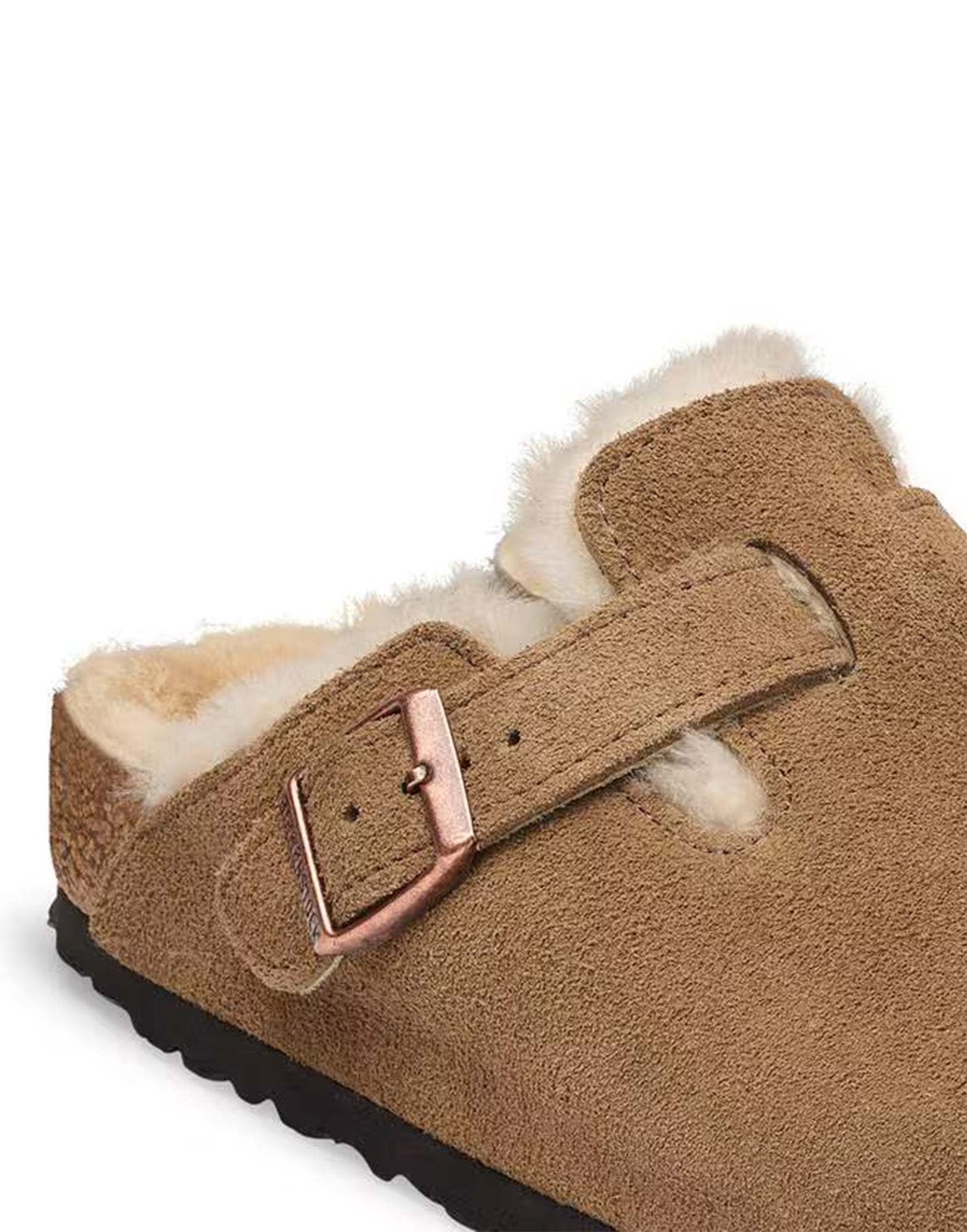 BIRKENSTOCK Boston Shearling in Pelle Scamosciata Dark Tea