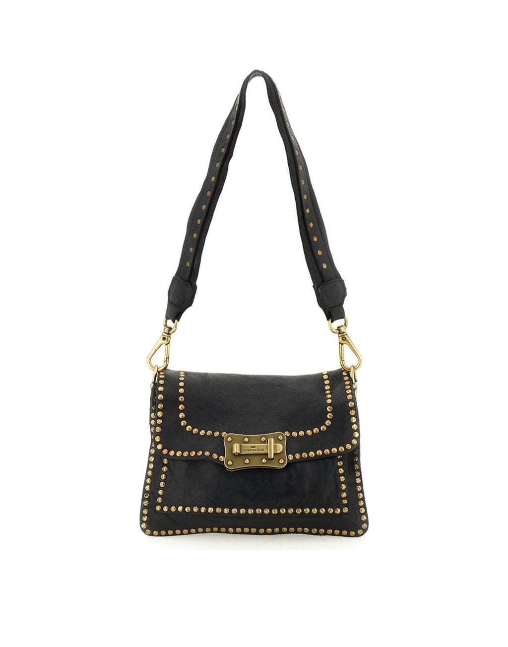CAMPOMAGGI Borsa a Tracolla Agnese in Pelle con Borchie Nero