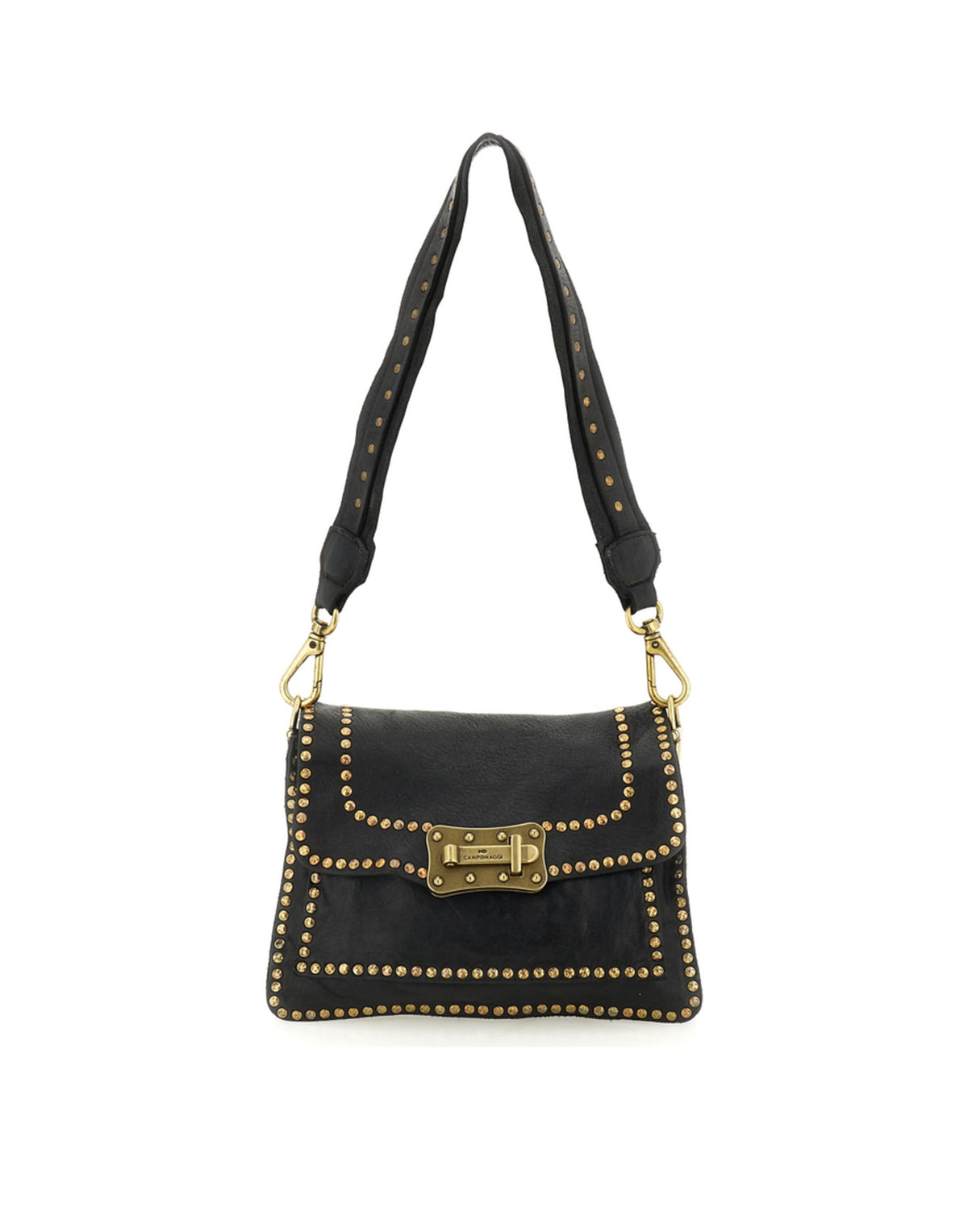 CAMPOMAGGI Borsa a Tracolla Agnese in Pelle con Borchie Nero