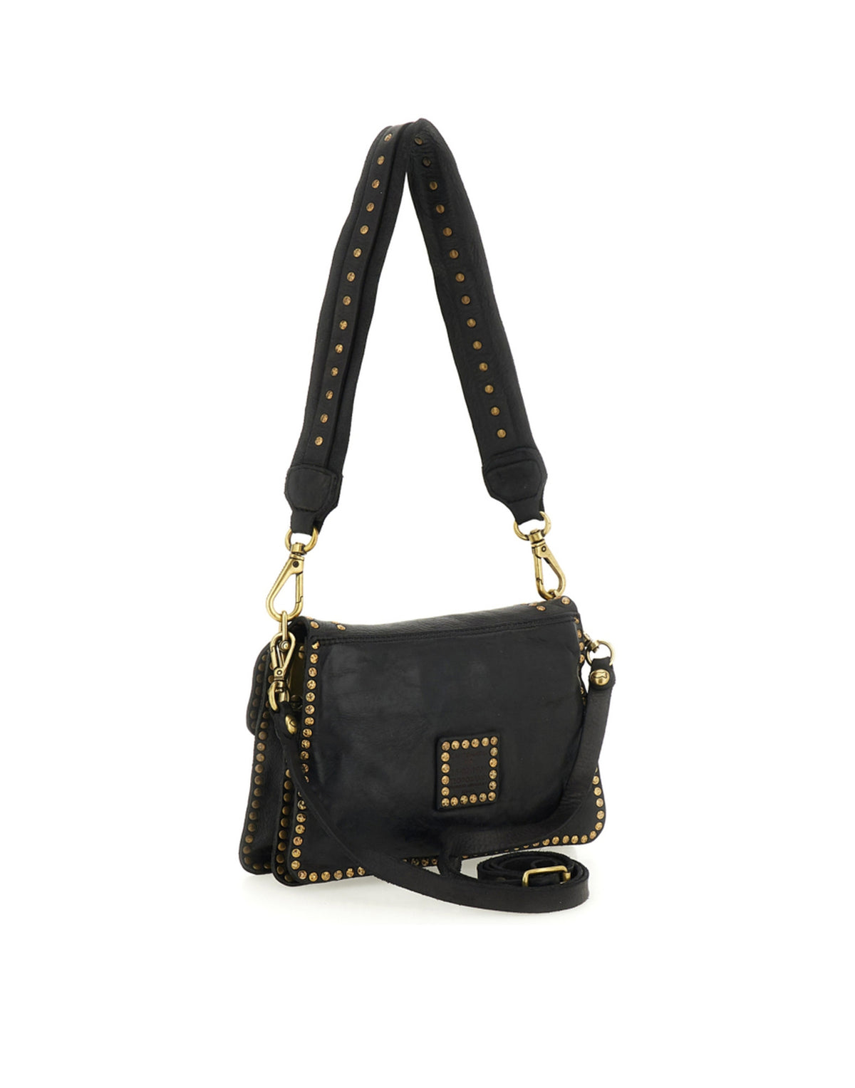CAMPOMAGGI Borsa a Tracolla Agnese in Pelle con Borchie Nero