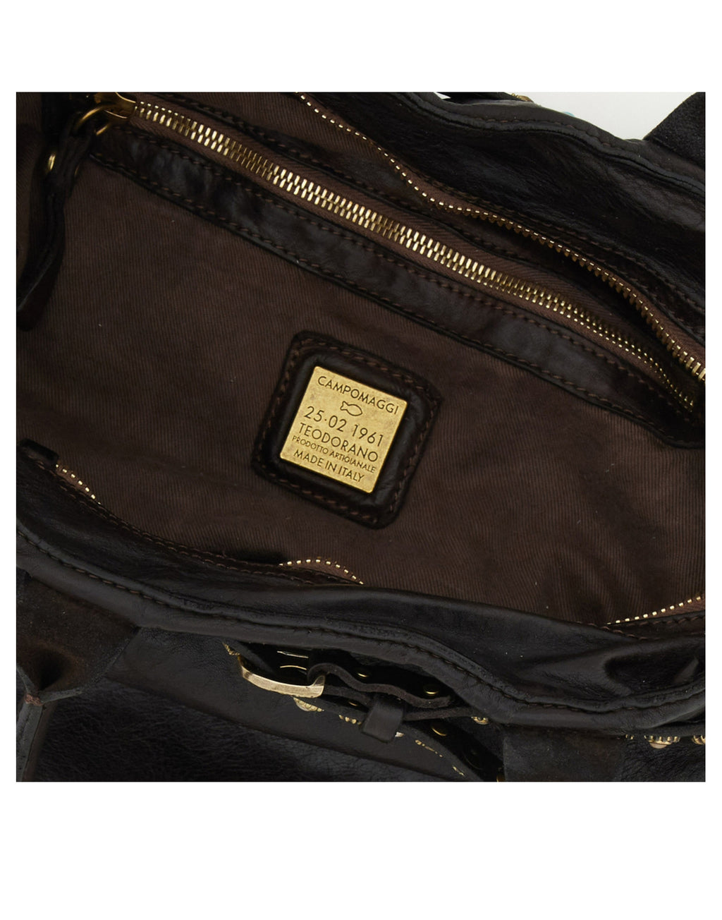 CAMPOMAGGI Borsa Shopping Rossella in Pelle con Borchie e Strass Moro