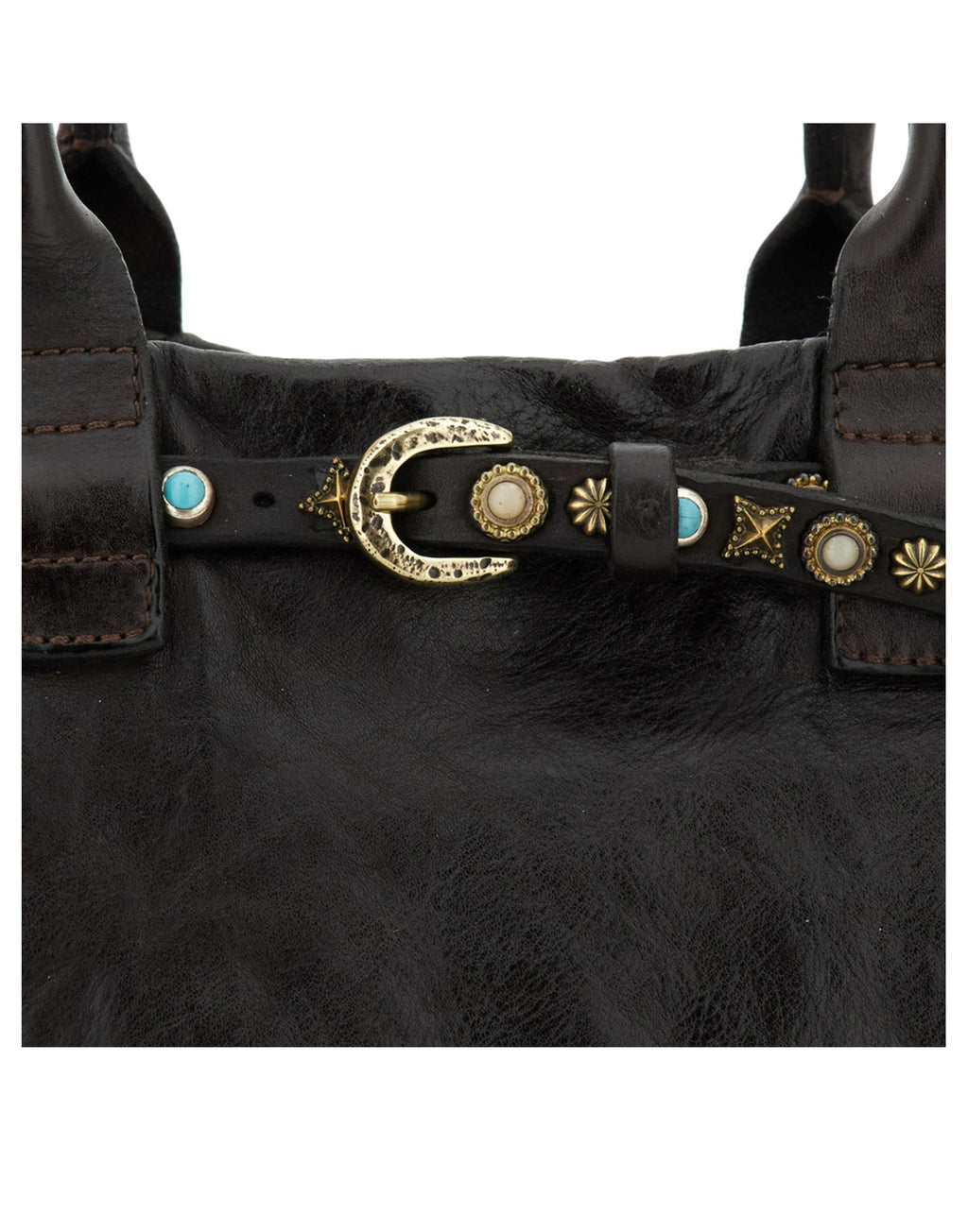 CAMPOMAGGI Borsa Shopping Rossella in Pelle con Borchie e Strass Moro