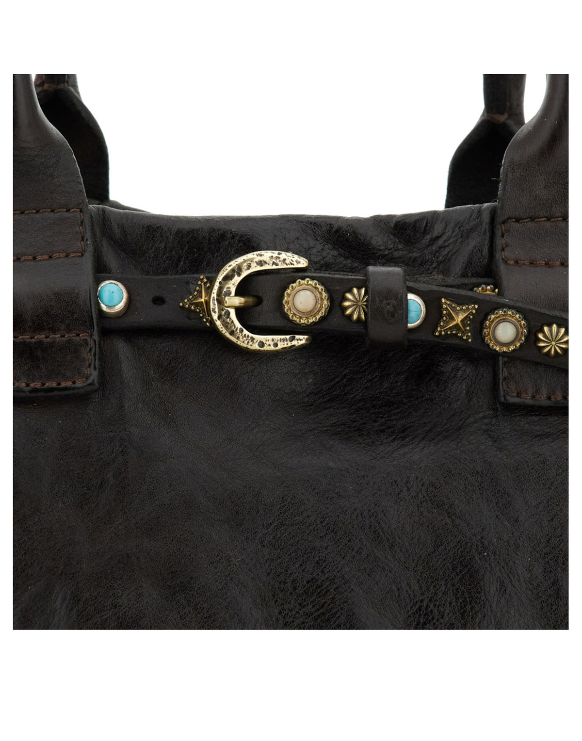CAMPOMAGGI Borsa Shopping Rossella in Pelle con Borchie e Strass Moro