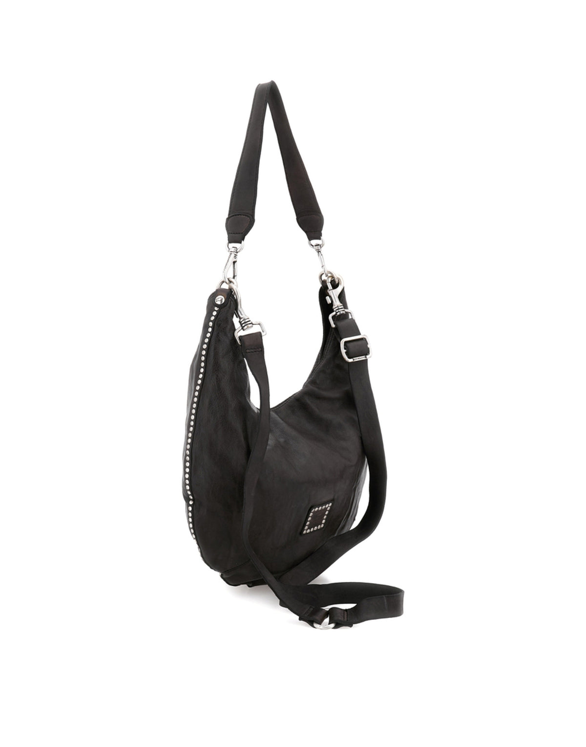 CAMPOMAGGI Borsa a Spalla Magda in Pelle con Borchie Grigio