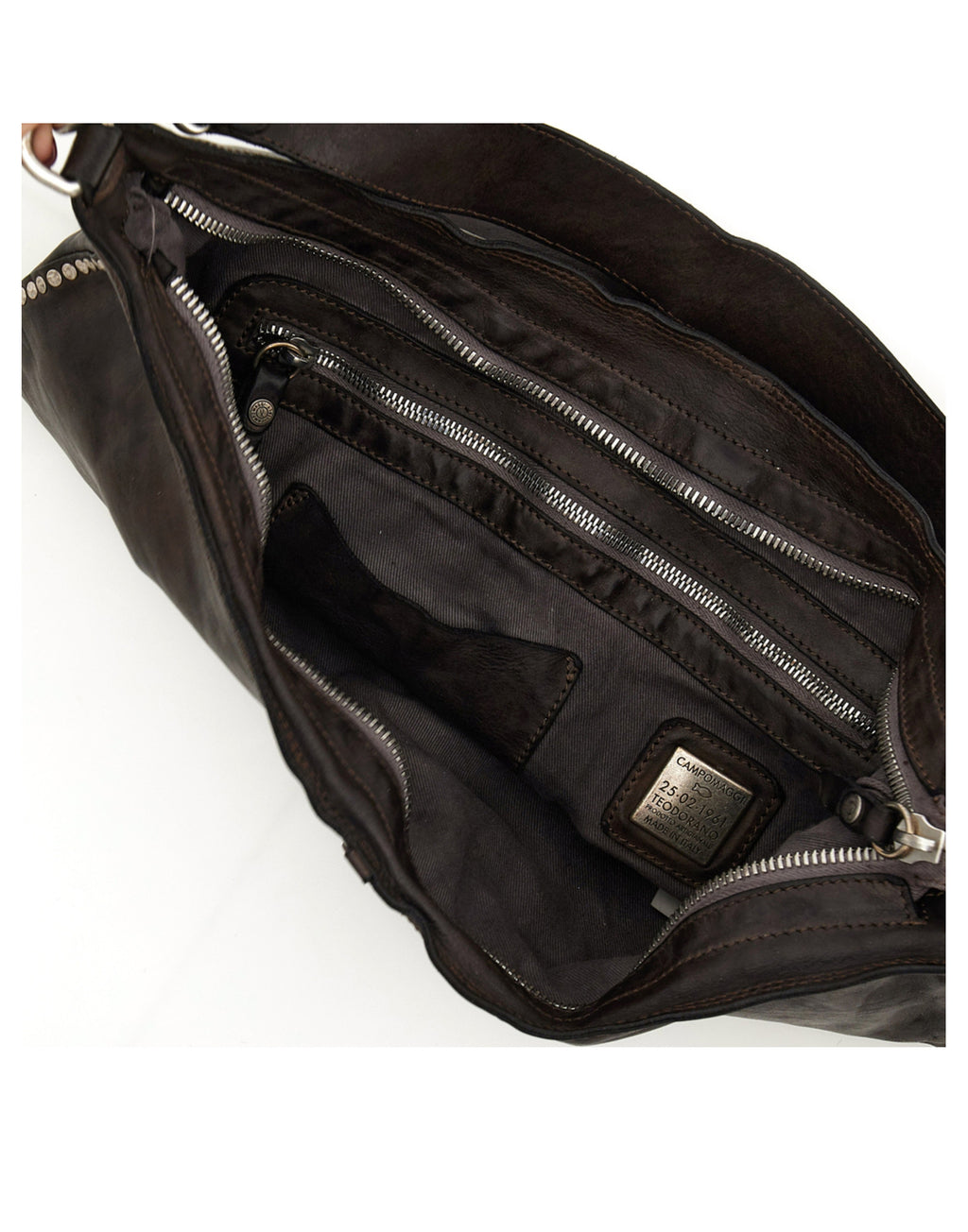 CAMPOMAGGI Borsa a Spalla Magda in Pelle con Borchie Grigio