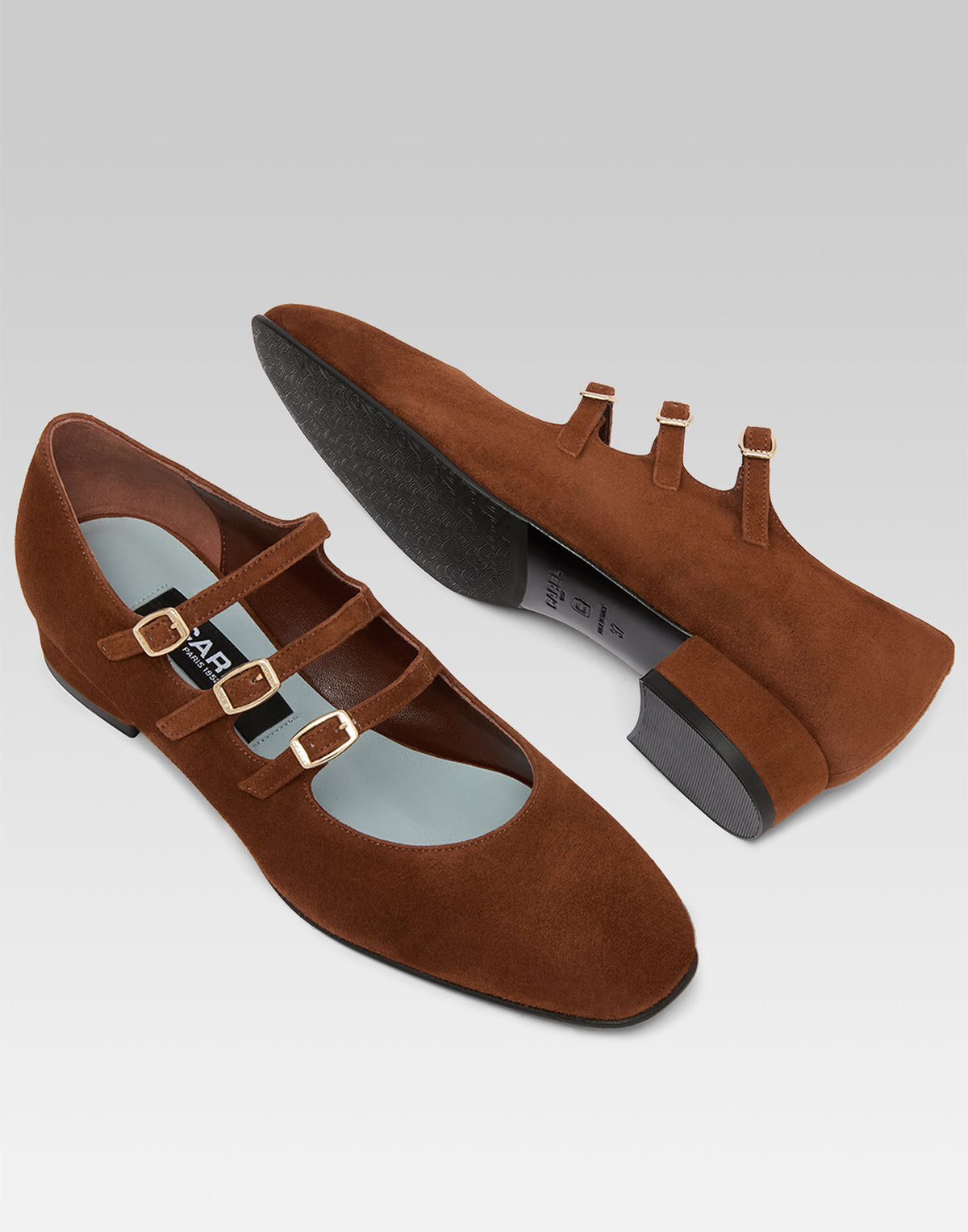 CAREL Ballerine Mary Jane Ariana in Camoscio Brandy