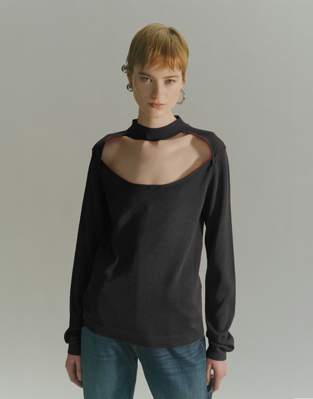 CIRCUS HOTEL Maglia Cut-Out Con Dettaglio Lurex Nera