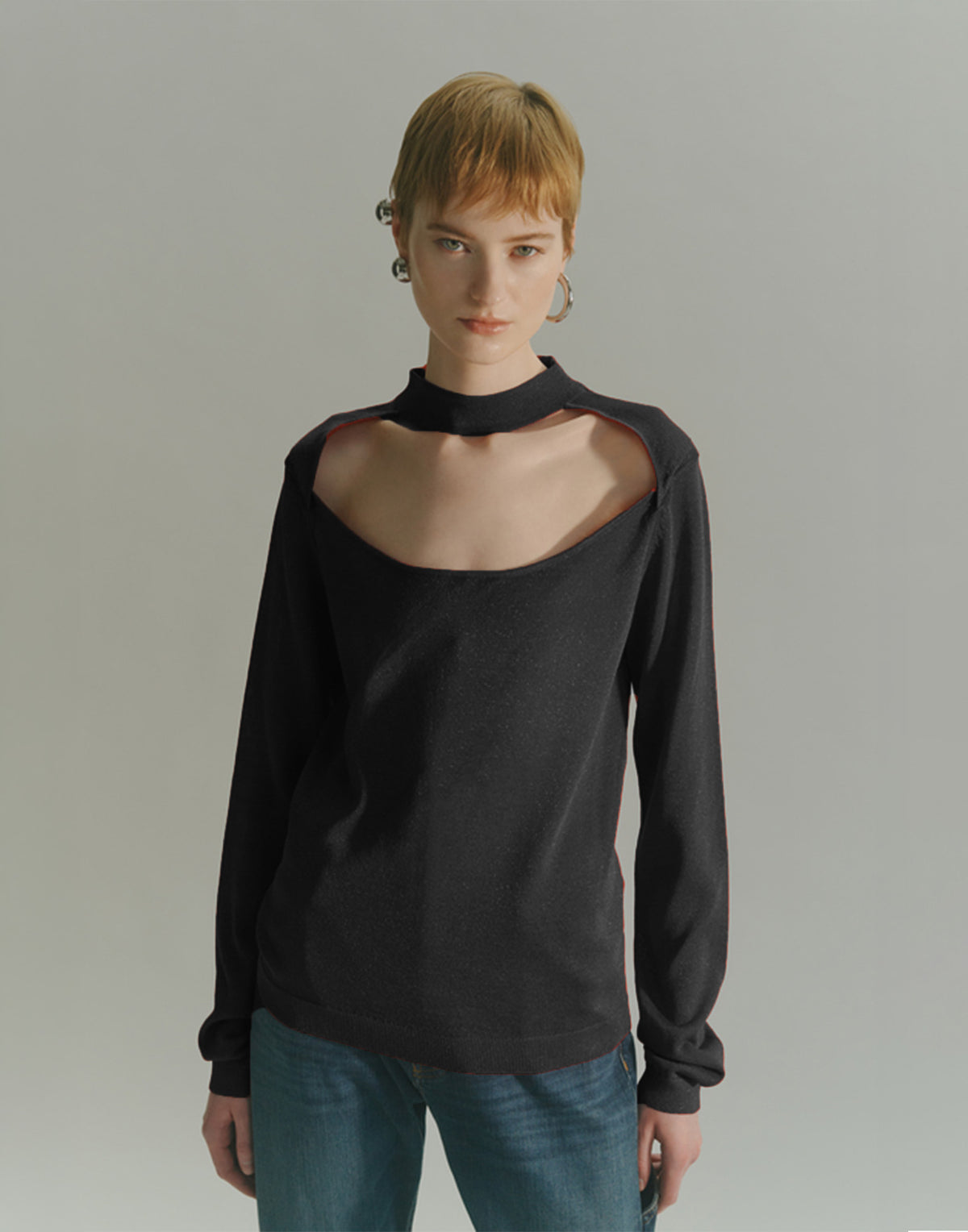 CIRCUS HOTEL Maglia Cut-Out Con Dettaglio Lurex Nera