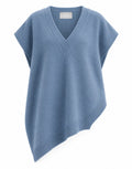 CIRCUS HOTEL Gilet Asimmetrico in Lana Vergine e Cashmere Azzurro