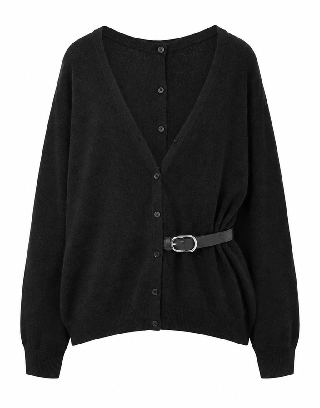 CIRCUS HOTEL Cardigan Double Face in Misto Cashmere Nero