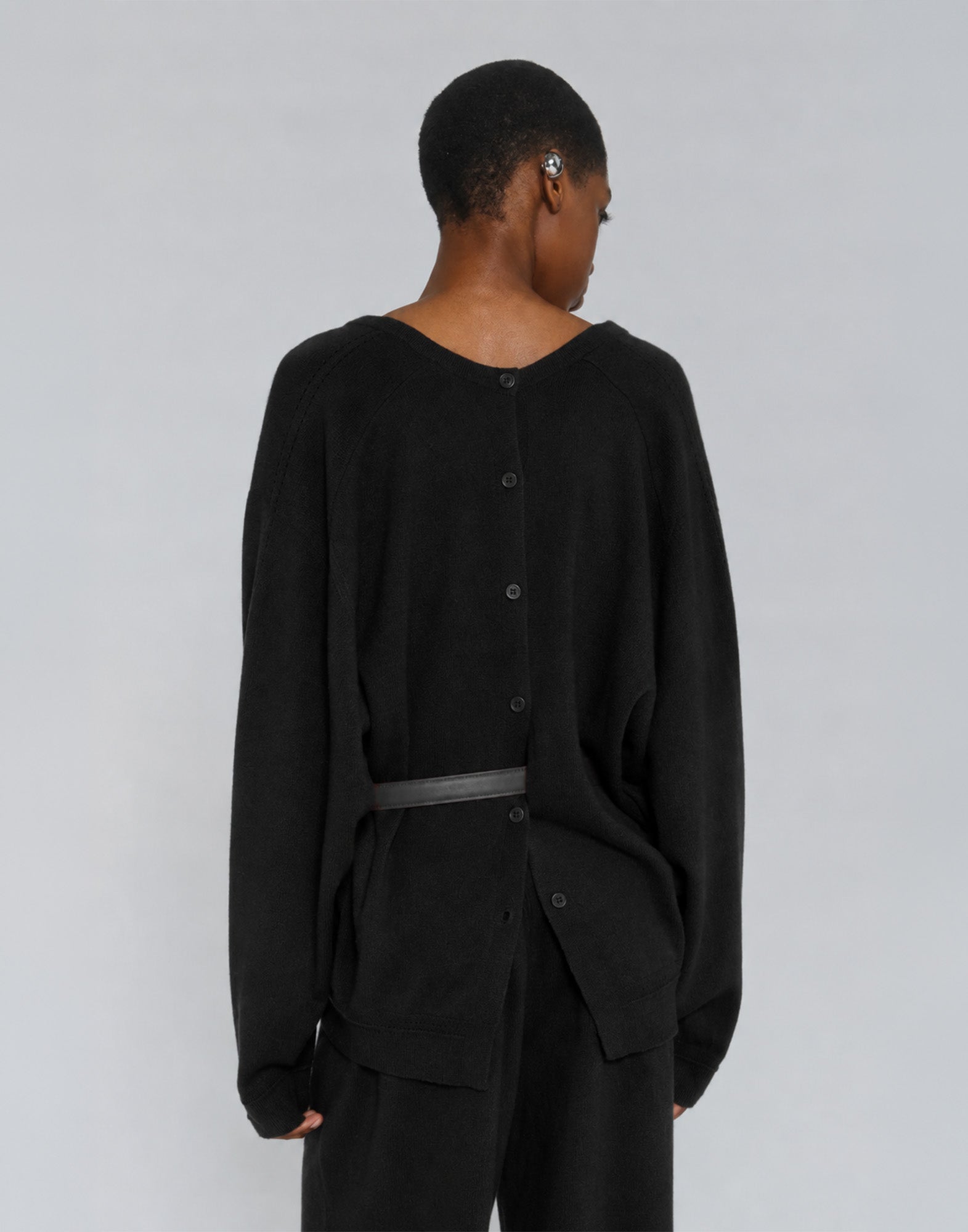 CIRCUS HOTEL Cardigan Double Face in Misto Cashmere Nero