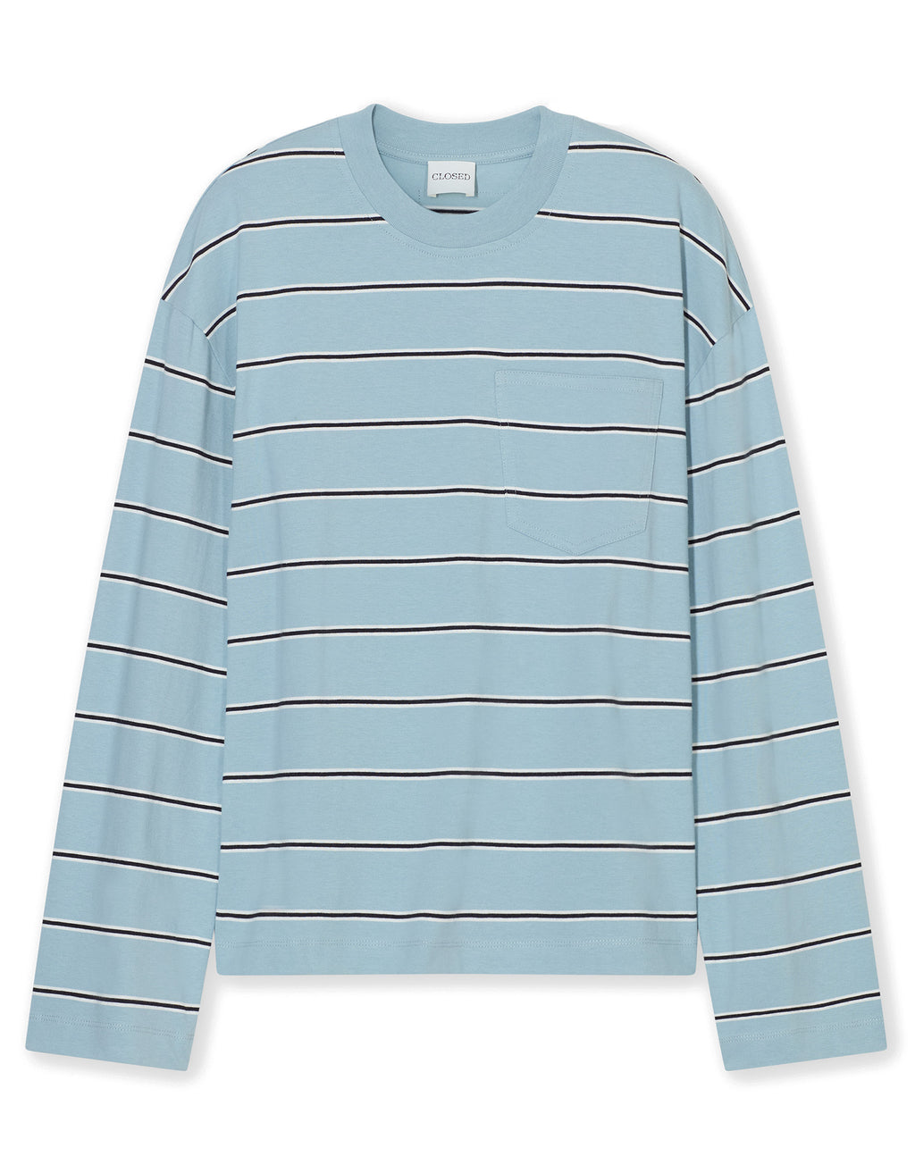CLOSED T-Shirt a Maniche Lunghe a Righe Breeze Blue