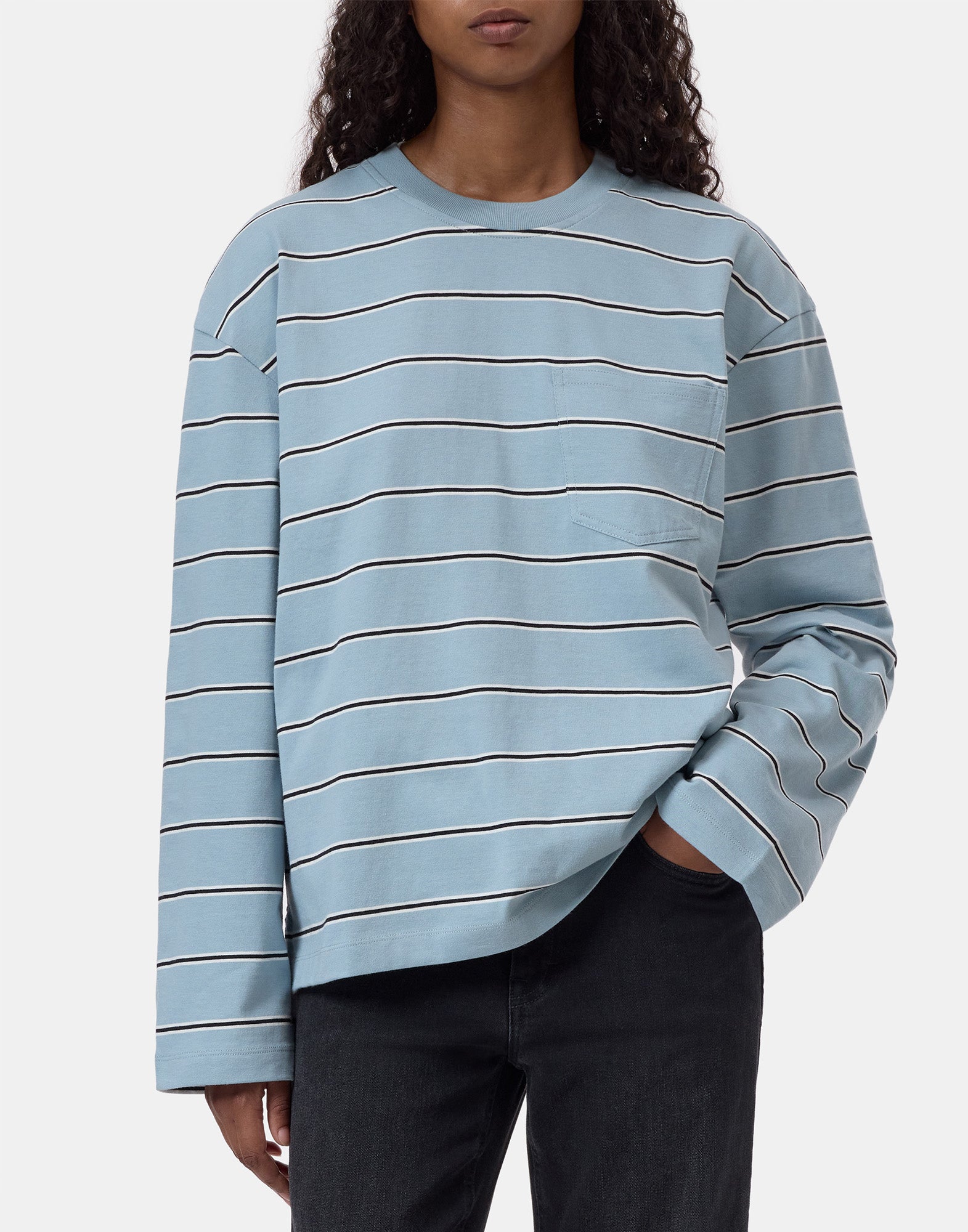 CLOSED T-Shirt a Maniche Lunghe a Righe Breeze Blue