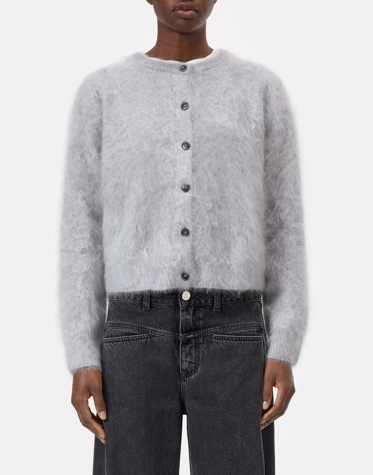 Cardigan CLOSED en cachemire brossé gris chiné clair